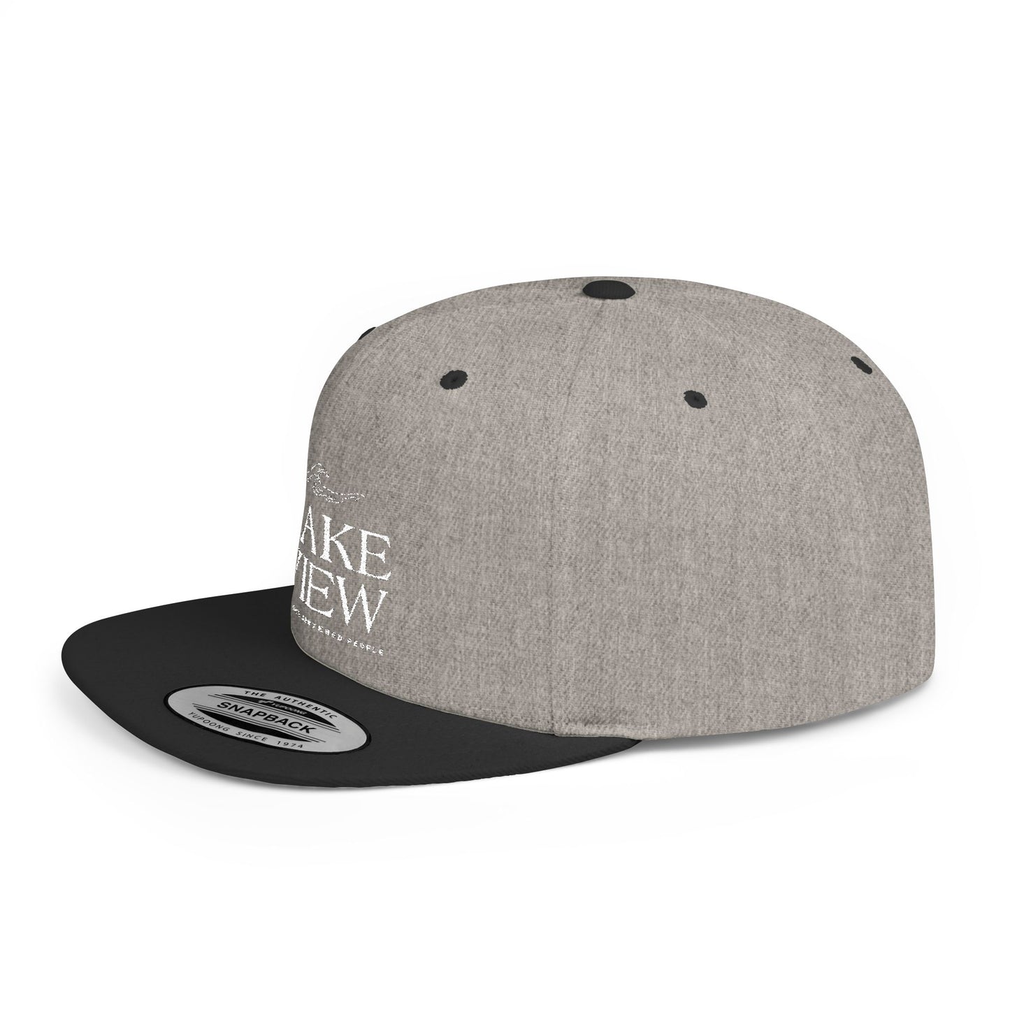 Lakeview Flat Bill Snapback Hat - Trendy Outdoor Cap for Adventure Lovers, Casual Wear, Lake Days, Gift for Nature Enthusiasts