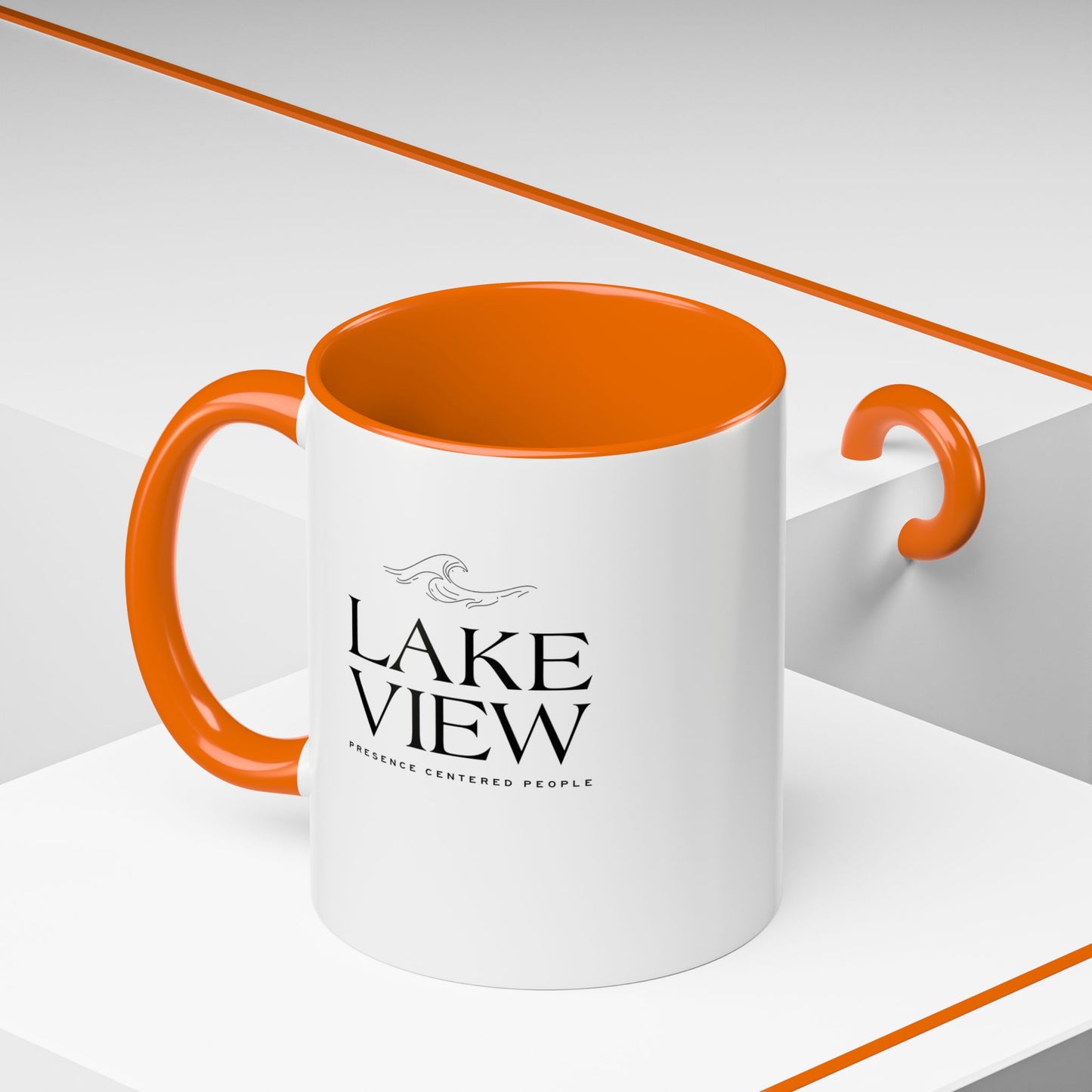 Lakeview Coffee Mug, Personalized Gift, Black Accent Mug, Home Decor, Coffee Lover Gift, Inspirational Kitchenware