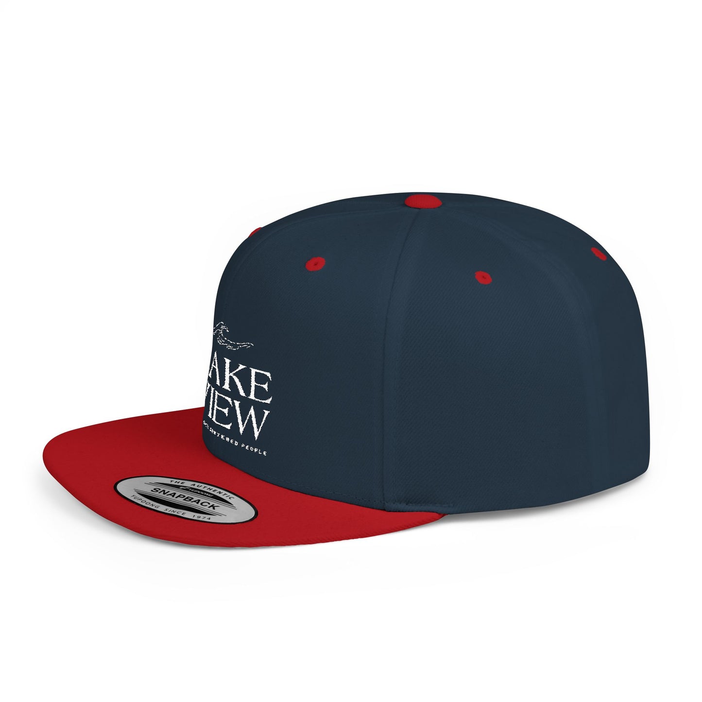 Lakeview Flat Bill Snapback Hat - Trendy Outdoor Cap for Adventure Lovers, Casual Wear, Lake Days, Gift for Nature Enthusiasts