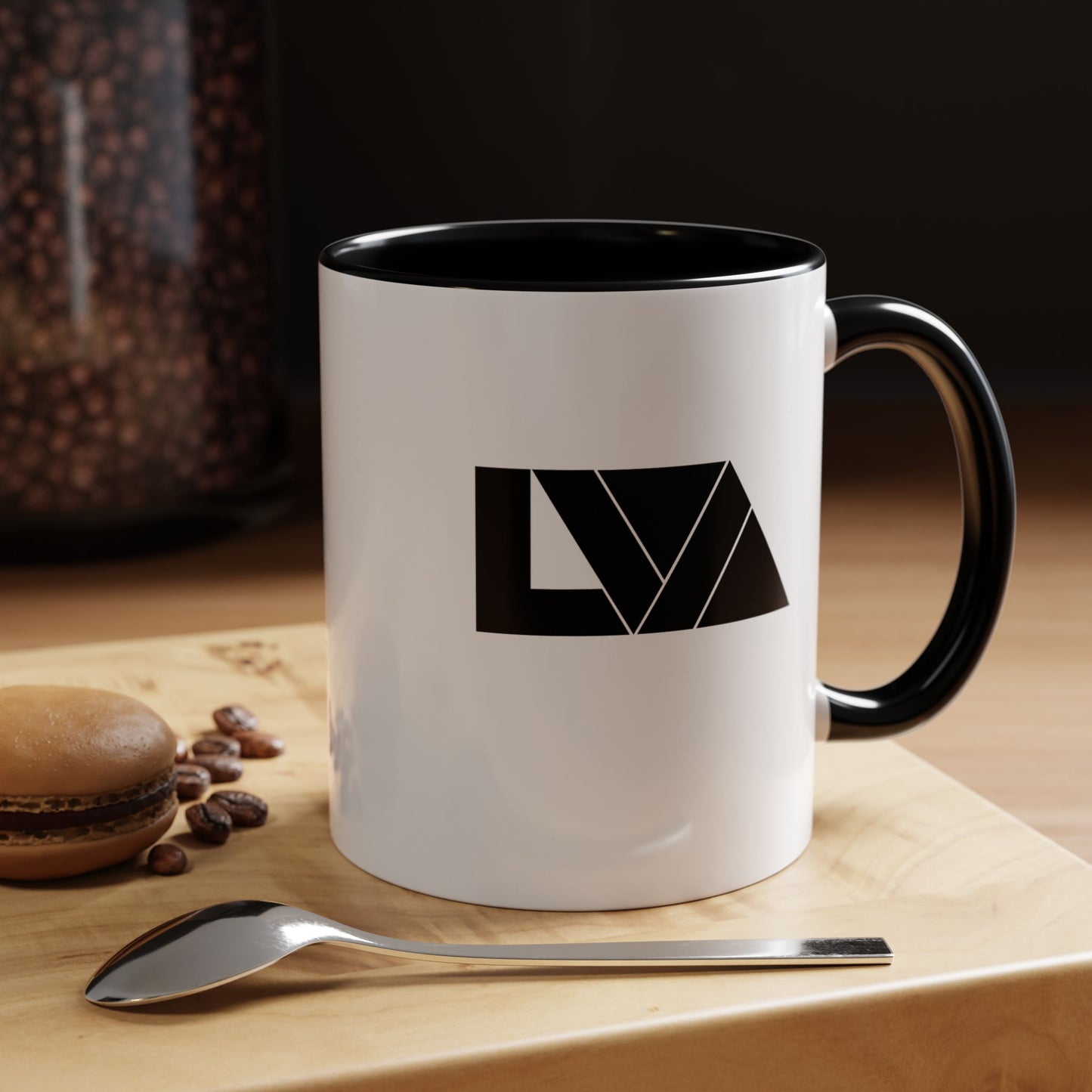 Lakeview Coffee Mug, Personalized Gift, Black Accent Mug, Home Decor, Coffee Lover Gift, Inspirational Kitchenware