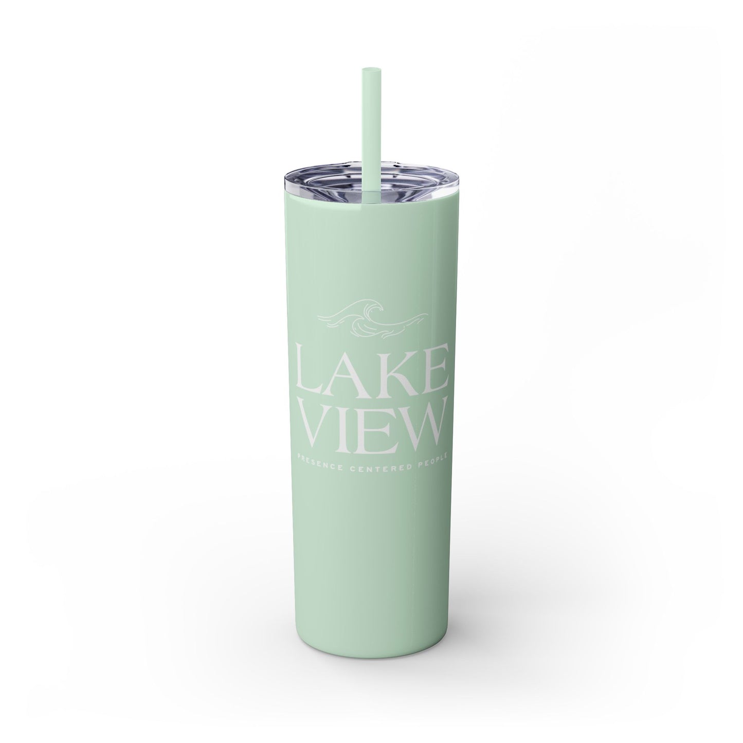 Lakeview Skinny Tumbler with Straw, 20oz | Perfect Gift for Nature Lovers, Travel Mug, Insulated Drinkware, Summer Fun, Lake House Decor