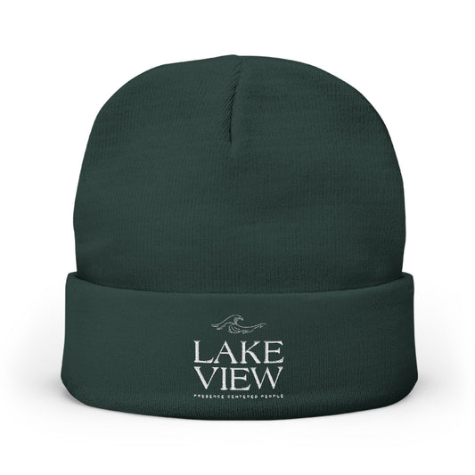 Cozy Lakeview Knit Beanie, Embroidered Winter Hat, Outdoor Accessory, Gift for Him/Her, Ski Trip Beanie