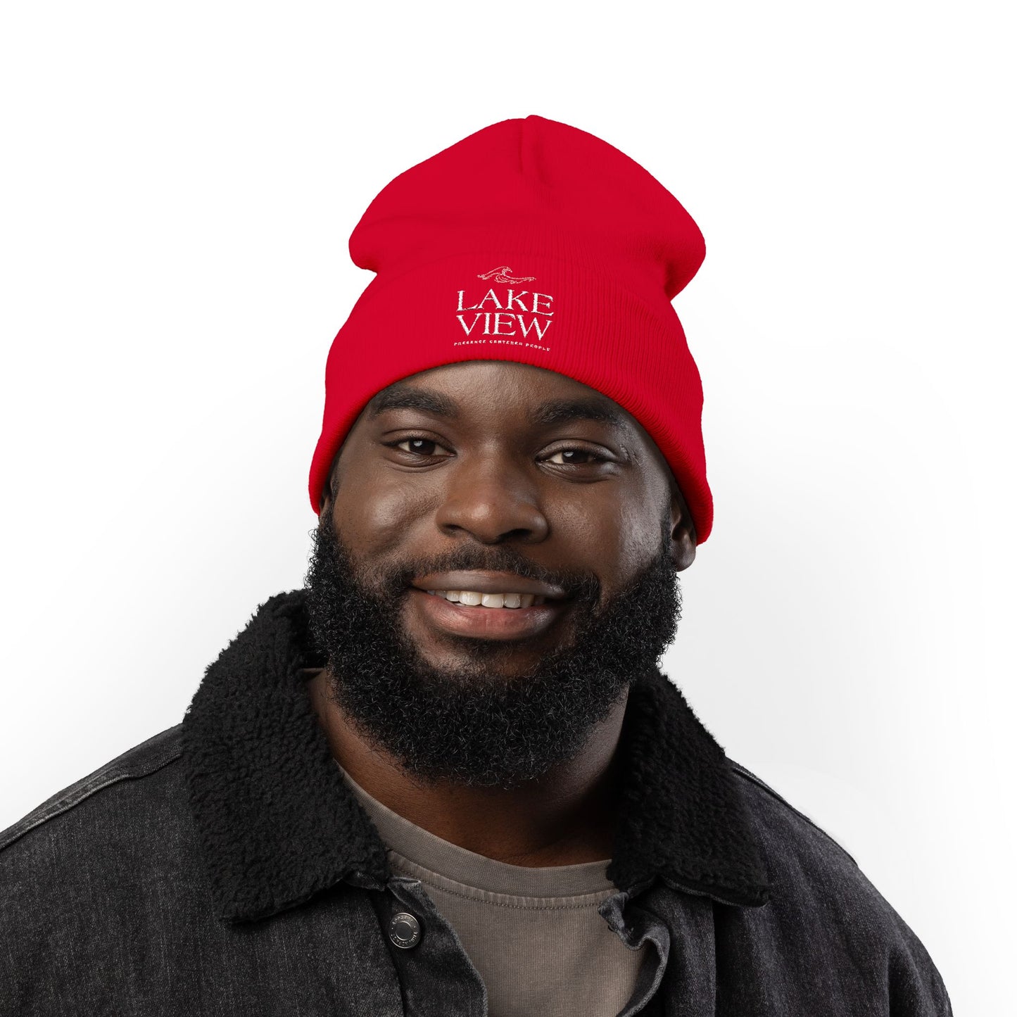 Cozy Lakeview Knit Beanie, Embroidered Winter Hat, Outdoor Accessory, Gift for Him/Her, Ski Trip Beanie