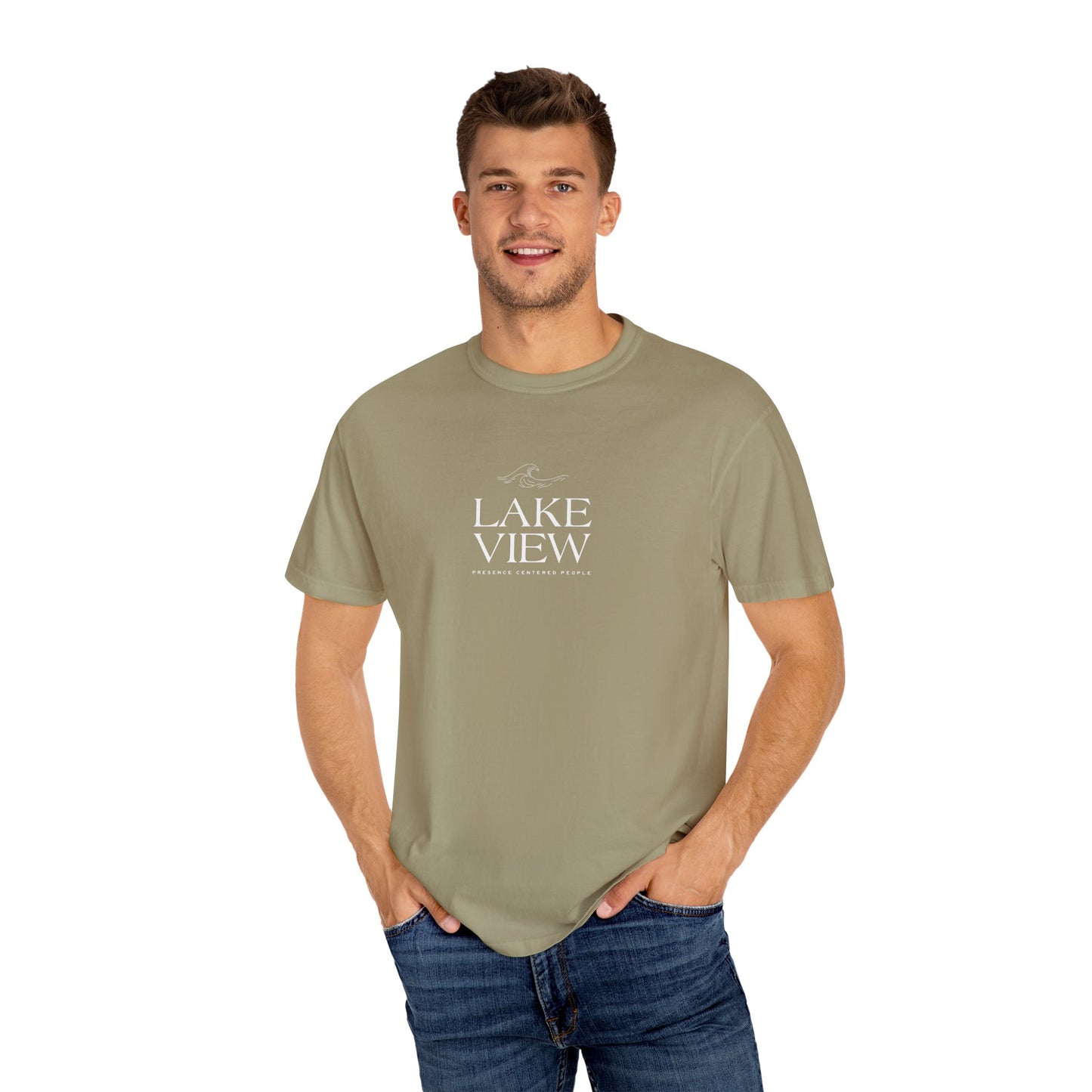 Lakeview Garment-Dyed T-shirt, Relaxed Summer Tee, Casual Outdoor Apparel, Gift for Nature Lovers, Lake House Decor