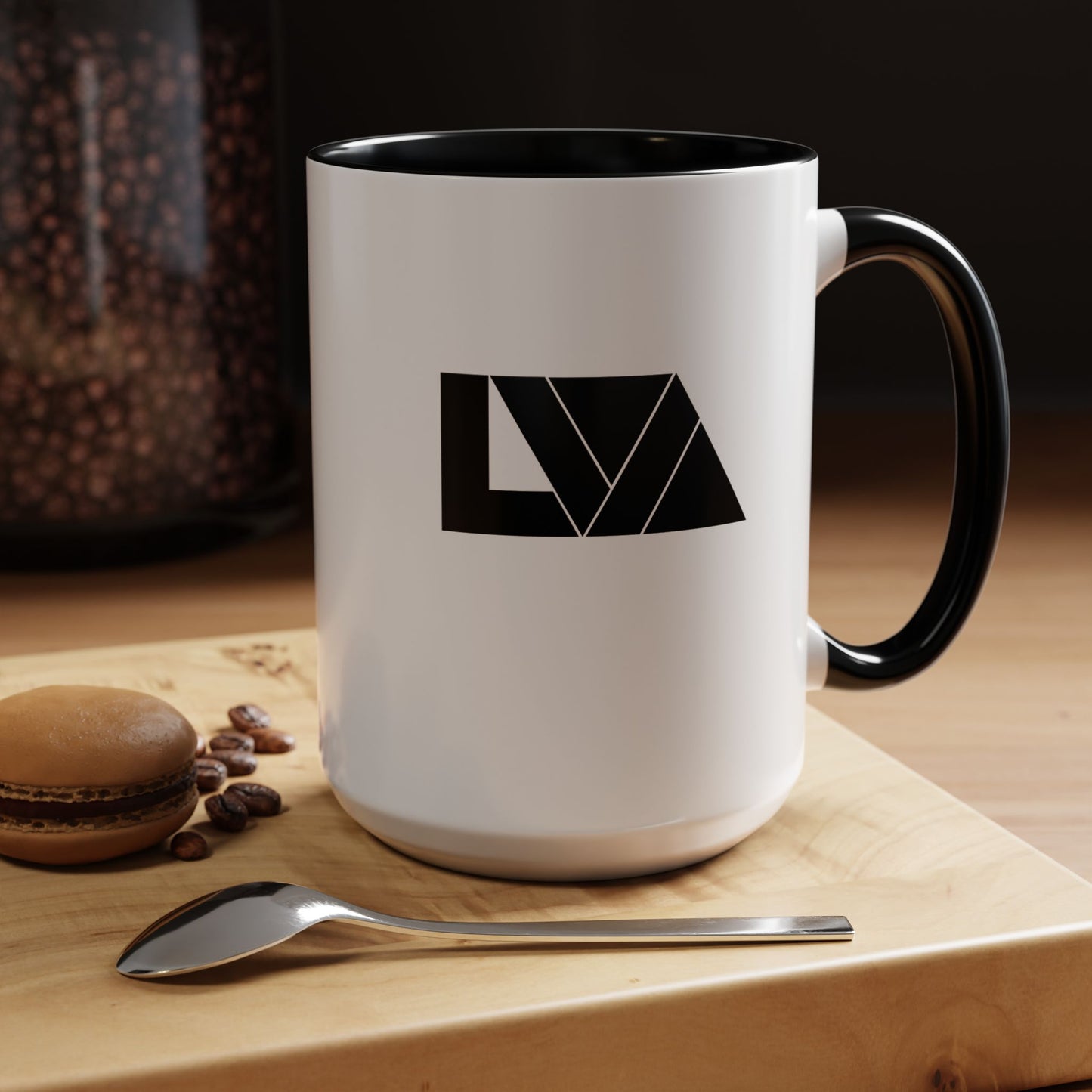 Lakeview Coffee Mug, Personalized Gift, Black Accent Mug, Home Decor, Coffee Lover Gift, Inspirational Kitchenware