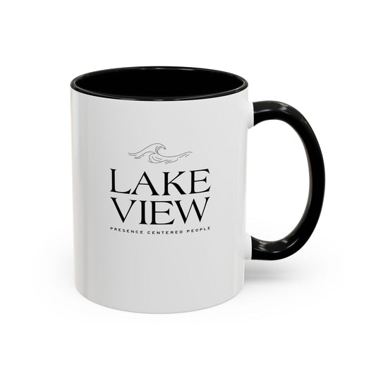 Lakeview Coffee Mug, Personalized Gift, Black Accent Mug, Home Decor, Coffee Lover Gift, Inspirational Kitchenware