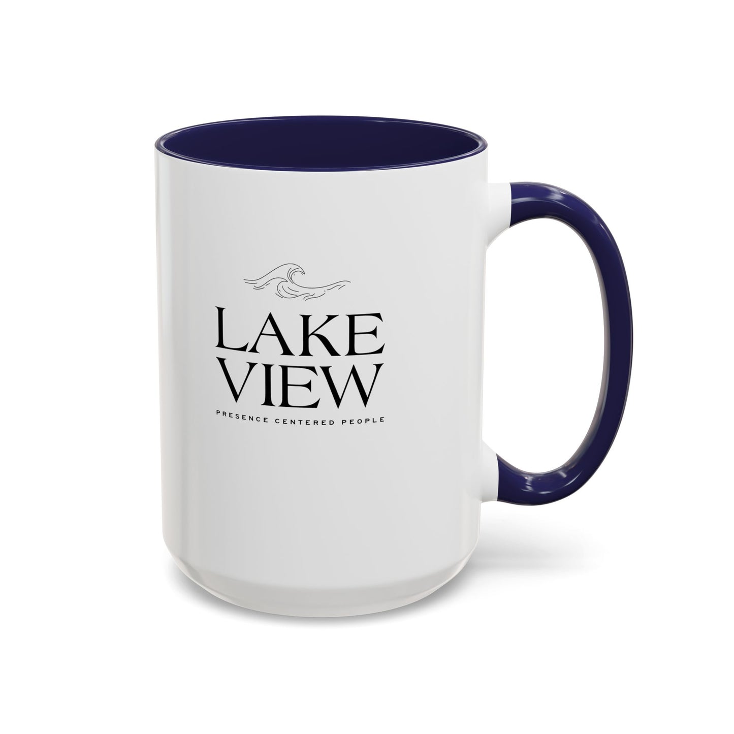Lakeview Coffee Mug, Personalized Gift, Black Accent Mug, Home Decor, Coffee Lover Gift, Inspirational Kitchenware