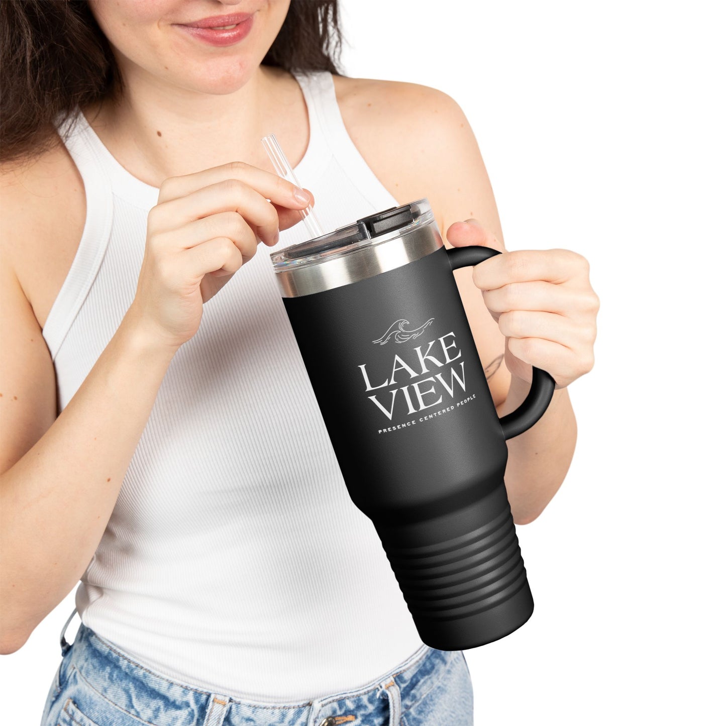 Stylish Insulated Travel Mug, 40oz - Perfect for Coffee Lovers, Outdoor Adventures, Lake Life, Gifts for Friends, Summer BBQs